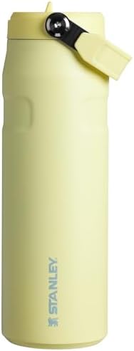 STANLEY - Botella de agua IceFlow Flip Straw 2.0 con pajilla abatible, abertura más grande, acero inoxidable aislado, sin bisfenol A, 36 onzas, liviana y antiderrames, color verde Meadow