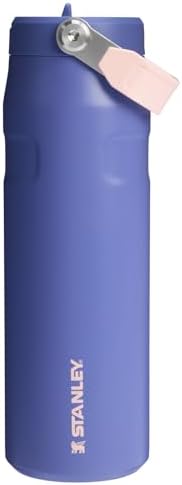 STANLEY - Botella de agua IceFlow Flip Straw 2.0 con pajilla abatible, abertura más grande, acero inoxidable aislado, sin bisfenol A, 36 onzas, liviana y antiderrames, color verde Meadow