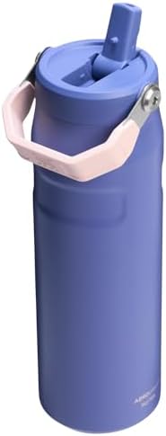 STANLEY - Botella de agua IceFlow Flip Straw 2.0 con pajilla abatible, abertura más grande, acero inoxidable aislado, sin bisfenol A, 36 onzas, liviana y antiderrames, color verde Meadow