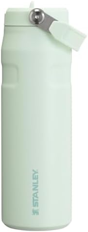 STANLEY - Botella de agua IceFlow Flip Straw 2.0 con pajilla abatible, abertura más grande, acero inoxidable aislado, sin bisfenol A, 36 onzas, liviana y antiderrames, color verde Meadow