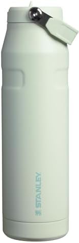 STANLEY - Botella de agua IceFlow Flip Straw 2.0 con pajilla abatible, abertura más grande, acero inoxidable aislado, sin bisfenol A, 36 onzas, liviana y antiderrames, color verde Meadow