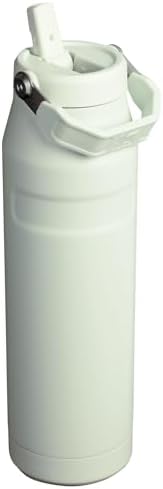 STANLEY - Botella de agua IceFlow Flip Straw 2.0 con pajilla abatible, abertura más grande, acero inoxidable aislado, sin bisfenol A, 36 onzas, liviana y antiderrames, color verde Meadow