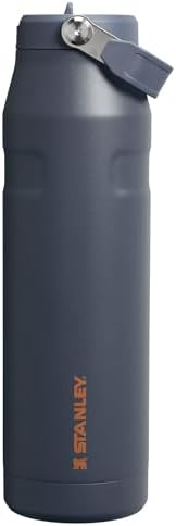 STANLEY - Botella de agua IceFlow Flip Straw 2.0 con pajilla abatible, abertura más grande, acero inoxidable aislado, sin bisfenol A, 36 onzas, liviana y antiderrames, color verde Meadow