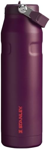 STANLEY - Botella de agua IceFlow Flip Straw 2.0 con pajilla abatible, abertura más grande, acero inoxidable aislado, sin bisfenol A, 36 onzas, liviana y antiderrames, color verde Meadow