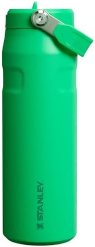 STANLEY - Botella de agua IceFlow Flip Straw 2.0 con pajilla abatible, abertura más grande, acero inoxidable aislado, sin bisfenol A, 36 onzas, liviana y antiderrames, color verde Meadow