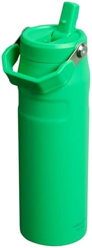 STANLEY - Botella de agua IceFlow Flip Straw 2.0 con pajilla abatible, abertura más grande, acero inoxidable aislado, sin bisfenol A, 36 onzas, liviana y antiderrames, color verde Meadow