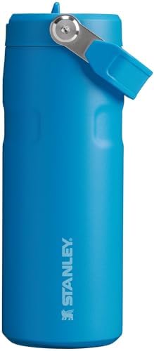 STANLEY - Botella de agua IceFlow Flip Straw 2.0 con pajilla abatible, abertura más grande, acero inoxidable aislado, sin bisfenol A, 36 onzas, liviana y antiderrames, color verde Meadow