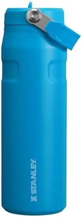 STANLEY - Botella de agua IceFlow Flip Straw 2.0 con pajilla abatible, abertura más grande, acero inoxidable aislado, sin bisfenol A, 36 onzas, liviana y antiderrames, color verde Meadow
