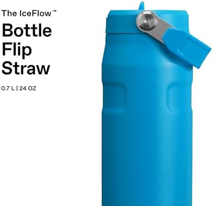 STANLEY - Botella de agua IceFlow Flip Straw 2.0 con pajilla abatible, abertura más grande, acero inoxidable aislado, sin bisfenol A, 36 onzas, liviana y antiderrames, color verde Meadow