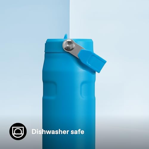 STANLEY - Botella de agua IceFlow Flip Straw 2.0 con pajilla abatible, abertura más grande, acero inoxidable aislado, sin bisfenol A, 36 onzas, liviana y antiderrames, color verde Meadow