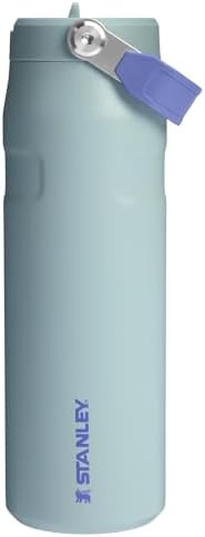 STANLEY - Botella de agua IceFlow Flip Straw 2.0 con pajilla abatible, abertura más grande, acero inoxidable aislado, sin bisfenol A, 36 onzas, liviana y antiderrames, color verde Meadow