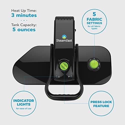 Steamfast SF 623 Mid Size Steam Press with Multiple Fabric Settings and Steam Burst Function  Black  20 47 L x 17 16 W x 6 73 H