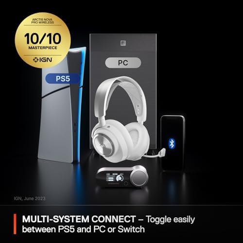 SteelSeries Arctis Nova Pro Wireless Multi System Gaming Headset   Neodymium Magnetic Drivers   Active Noise Cancellation   2 Battery System   ClearCast Gen 2 Mic   PC  PS5  PS4  Switch  Mobile