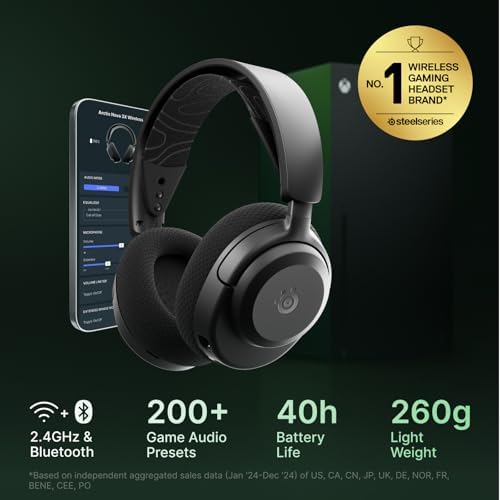 SteelSeries Arctis Nova 3X Wireless Multi Platform Gaming Headset   Mobile App Control   40 HR Battery   Neodymium Magnetic Drivers   2 4GHz/Bluetooth   Xbox  PS5  PC  Switch  Mobile   Black