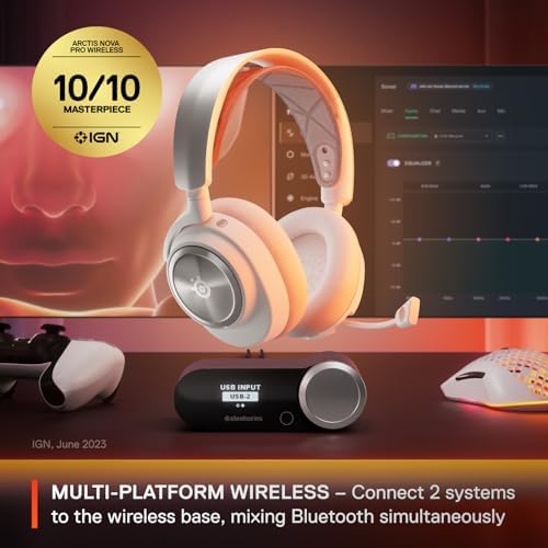 SteelSeries Arctis Nova Pro Wireless Multi System Gaming Headset   Neodymium Magnetic Drivers   Active Noise Cancellation   2 Battery System   ClearCast Gen 2 Mic   PC  PS5  PS4  Switch  Mobile