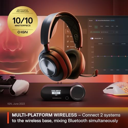 SteelSeries Arctis Nova Pro Wireless Multi System Gaming Headset   Premium Hi Fi Drivers   Active Noise Cancellation   Infinity Power System   ClearCast Gen 2 Mic   PC  PS5  PS4  Switch  Mobile