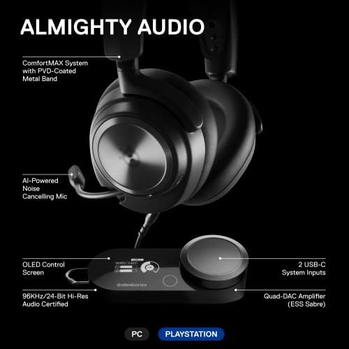 SteelSeries Arctis Nova Pro Multi System Gaming Headset   Premium Hi Fi Drivers  Hi Res Audio   360  Spatial Audio   GameDAC Gen 2   ESS Sabre Quad DAC   Stealth Retractable Mic   PC  PS5  PS4  Switch