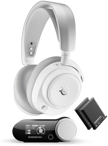 SteelSeries Arctis Nova Pro Omni   Hi Res Wireless Gaming Headset  96kHz/24bit  ANC  ClearCast Pro Mic  AI Noise Rejection  Mobile App  Mix 2 4GHz   BT  OmniPlay PC PlayStation Xbox   White