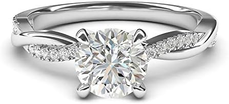 Sterling Silver 4 Prong Petite Twisted Vine Simulated 1 0 CT Diamond Or Moissanite Engagement Ring Promise Bridal Ring