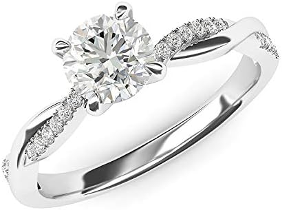 Sterling Silver 4 Prong Petite Twisted Vine Simulated 1 0 CT Diamond Or Moissanite Engagement Ring Promise Bridal Ring