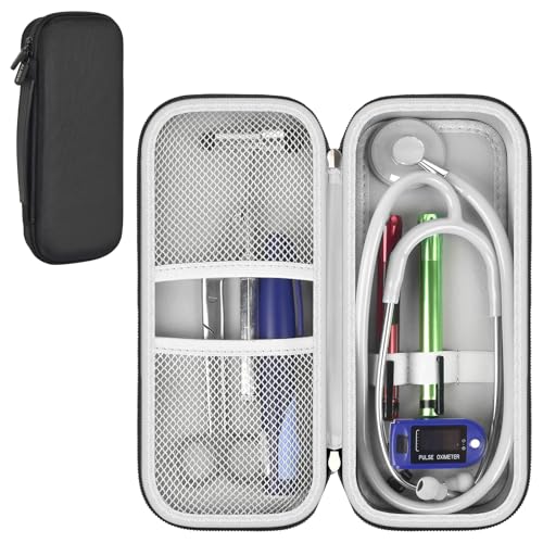 Stethoscope Case Compatible with 3M Littmann Classic III Monitoring/Lightweight II S E/Cardiology IV Diagnostic/MDF Acoustica Stethoscopes  Black Flower