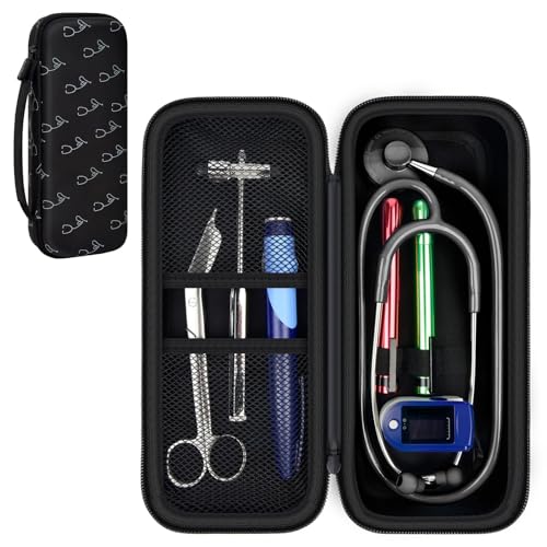 Stethoscope Case Compatible with 3M Littmann Classic III Monitoring/Lightweight II S E/Cardiology IV Diagnostic/MDF Acoustica Stethoscopes  Black Flower