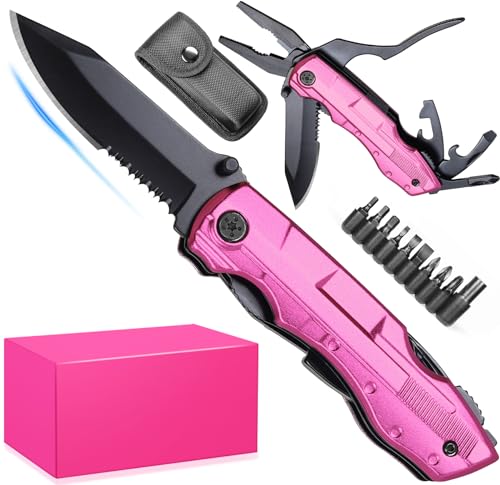 Stocking Stuffers for Women   Gifts for Women Wife Mom Sister  Pink Multitool Knife   Womens Gifts for Christmas  Womens Stocking Stuffers   Birthday Gift for Woman  Mothers Day Camping Hiking Gift