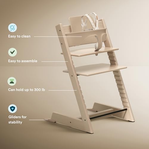 Stokke Tripp Trapp High Chair 2  Natural   Cushion 2  Nordic Grey    Stokke Tray  White    Includes Chair   Baby Set with Removable Harness for Children 6 36 Months