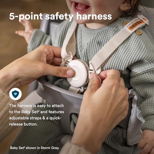 Stokke Tripp Trapp High Chair 2  Natural   Cushion 2  Nordic Grey    Stokke Tray  White    Includes Chair   Baby Set with Removable Harness for Children 6 36 Months