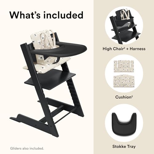 Stokke Tripp Trapp High Chair 2  Natural   Cushion 2  Nordic Grey    Stokke Tray  White    Includes Chair   Baby Set with Removable Harness for Children 6 36 Months