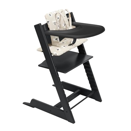 Stokke Tripp Trapp High Chair 2  Natural   Cushion 2  Nordic Grey    Stokke Tray  White    Includes Chair   Baby Set with Removable Harness for Children 6 36 Months
