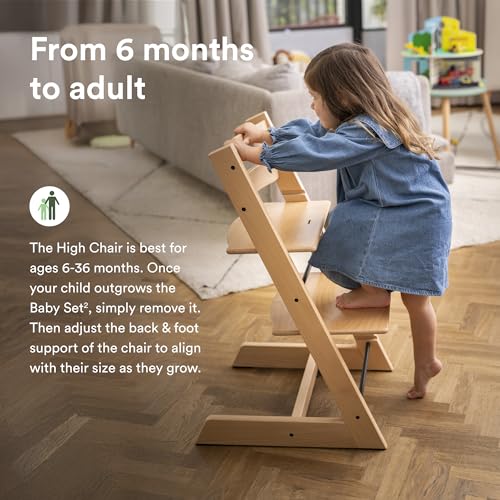Stokke Tripp Trapp High Chair 2  Natural   Cushion 2  Nordic Grey    Stokke Tray  White    Includes Chair   Baby Set with Removable Harness for Children 6 36 Months