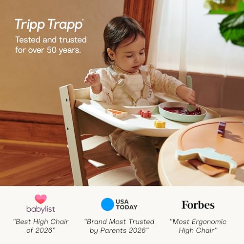 Stokke Tripp Trapp High Chair 2  Natural   Cushion 2  Nordic Grey    Stokke Tray  White    Includes Chair   Baby Set with Removable Harness for Children 6 36 Months