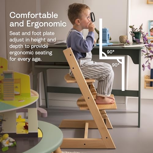 Stokke Tripp Trapp High Chair 2  Natural   Cushion 2  Nordic Grey    Stokke Tray  White    Includes Chair   Baby Set with Removable Harness for Children 6 36 Months