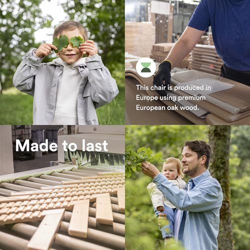 Stokke Tripp Trapp Oak High Chair 2  Natural   Cushion 2  Nordic Blue    Stokke Tray  White    Includes Chair   Baby Set with Removable Harness for Children 6 36 Months