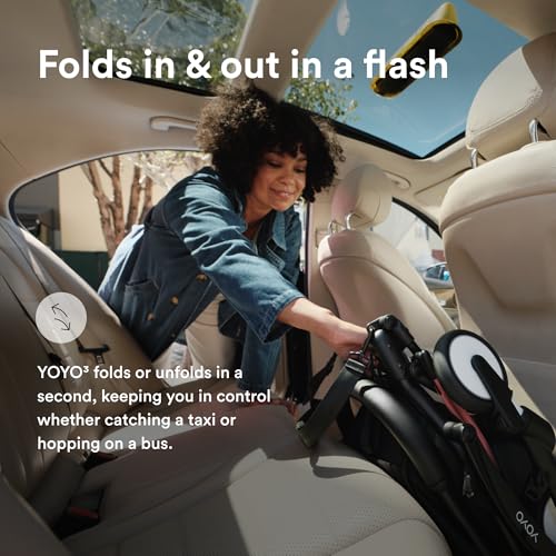 Stokke YOYO3 Stroller from 6 Months   Includes Black Frame/Ginger Seat Cushion   Canopy   Folds in & Out in a Flash   Light & Compact   Carry On Compatible