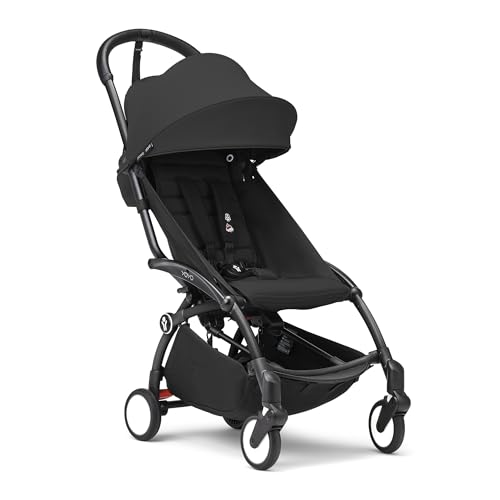 Stokke YOYO3 Stroller from 6 Months   Includes Black Frame/Ginger Seat Cushion   Canopy   Folds in & Out in a Flash   Light & Compact   Carry On Compatible