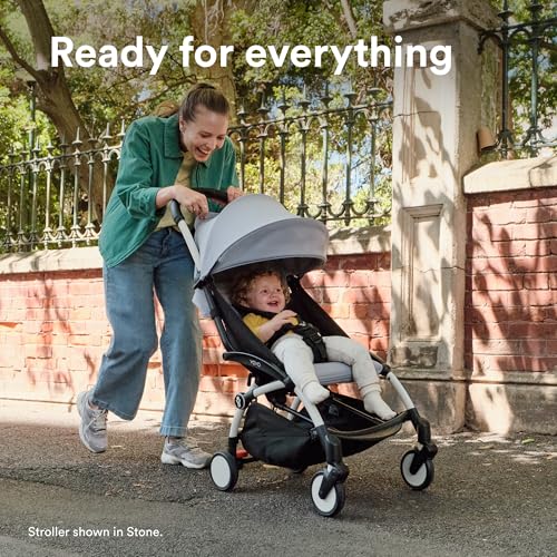Stokke YOYO3 Cochecito desde 6 meses - Incluye marco blanco/cojín de asiento color aguamarina + dosel - Se pliega y despliega en un instante - Ligero y compacto - Compatible con equipaje de mano
