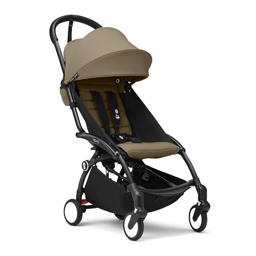 Stokke YOYO3 Cochecito desde 6 meses - Incluye marco blanco/cojín de asiento color aguamarina + dosel - Se pliega y despliega en un instante - Ligero y compacto - Compatible con equipaje de mano