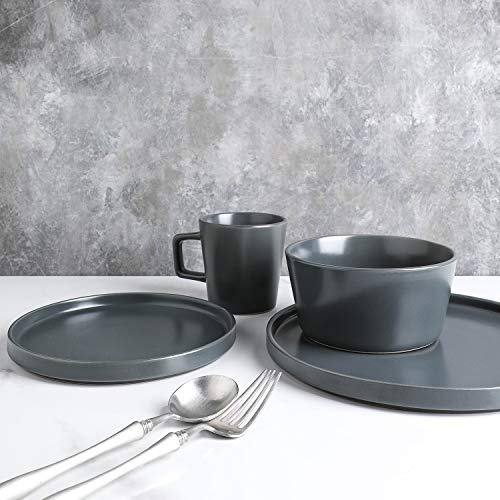 Stone Lain Coupe Stoneware Dinnerware Set  Service for 4  Gray Matte