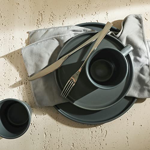 Stone Lain Coupe Stoneware Dinnerware Set  Service for 4  Gray Matte