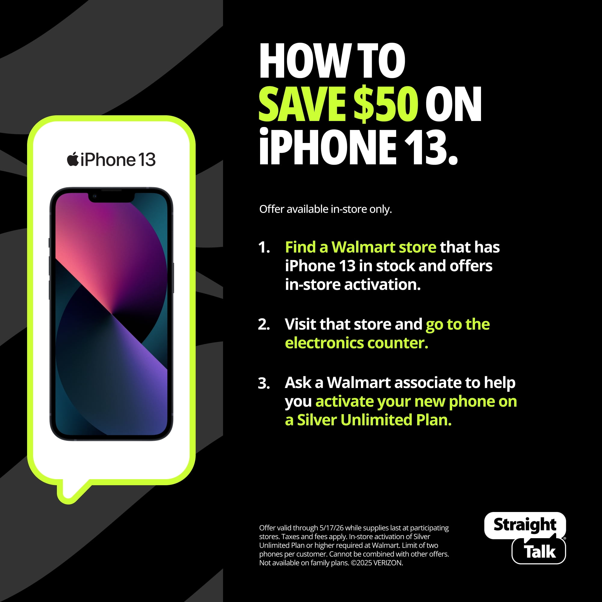 Straight Talk Apple iPhone 13  128GB  Midnight   Prepaid Smartphone  Locked to Straight Talk 