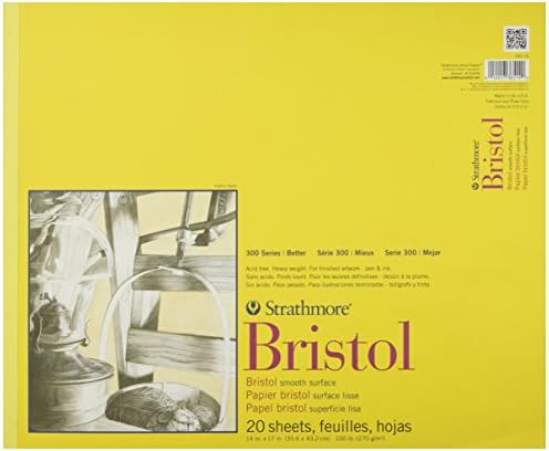 Strathmore 300 Series Bristol Paper Pad  Smooth  Tape Bound  11x14 inches  20 Sheets  100lb/270g    Artist Paper for Adults and Students   Markers  Pen and Ink