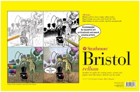 Strathmore 300 Series Bristol Paper Pad  Smooth  Tape Bound  11x14 inches  20 Sheets  100lb/270g    Artist Paper for Adults and Students   Markers  Pen and Ink