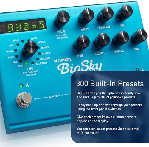 Strymon BigSky Multi Reverb Guitar Effects Pedal with 12 Unique Reverb Machines for Electric and Acoustic Guitar  Synths  Vocals and Keyboards