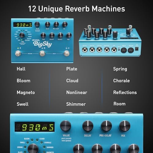 Strymon BigSky Multi Reverb Guitar Effects Pedal with 12 Unique Reverb Machines for Electric and Acoustic Guitar  Synths  Vocals and Keyboards