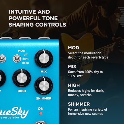 Strymon blueSky V2 Guitar Effects Pedal with Studio Quality Plate  Room and Spring Reverbs  for Electric and Acoustic Guitar  Synths  Vocals and Keyboards