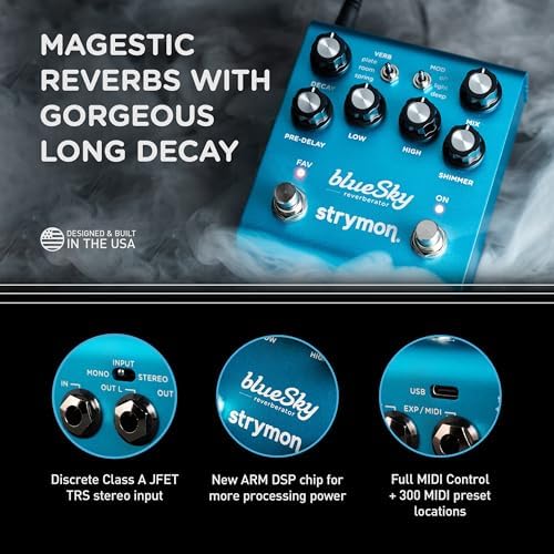 Strymon blueSky V2 Guitar Effects Pedal with Studio Quality Plate  Room and Spring Reverbs  for Electric and Acoustic Guitar  Synths  Vocals and Keyboards