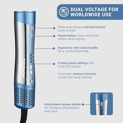 StyleSwitch Ionic Multi Styler  Air Styler and Hair Dryer  Lightweight Hot Air Brush with 5 Attachments  Automatic Dual Voltage