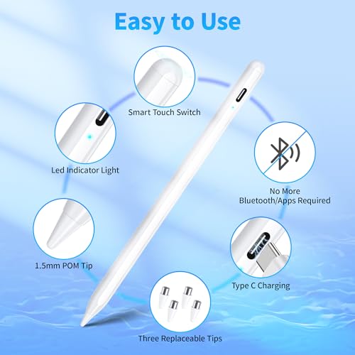 Stylus Pen  Active Stylus Pen Compatible for iOS and Android Touchscreens/Phones  Rechargeable Stylus Pen with Dual Touch Screen  Stylus Pencil for A pple/Android/Tablet  16 5CM White